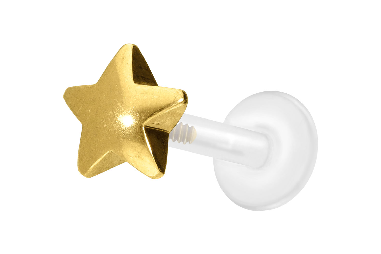 PTFE Labret Piercing mit Innengewinde + Titan-Aufsatz STERN